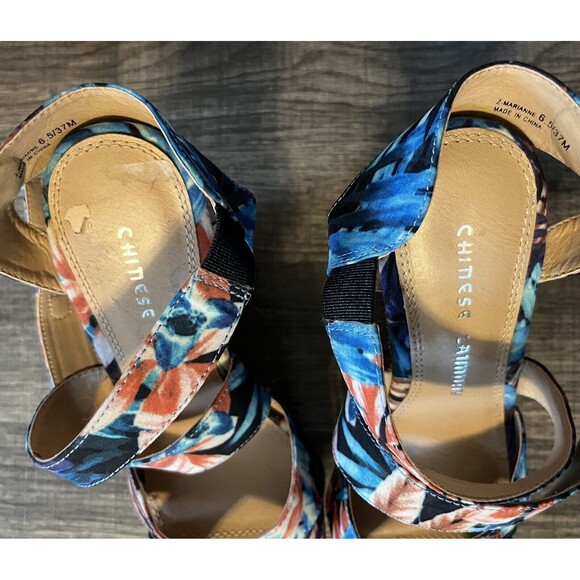 CHINESE LAUNDRY Floral Marianne Platform Wedge Sandals Womens Size 6.5 Boho Chic - Picture 9 of 10